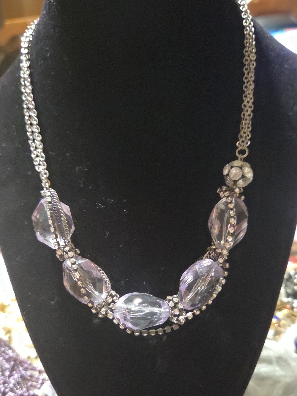 Vera Wang Lavender Faceted Crystal Statement Necklace